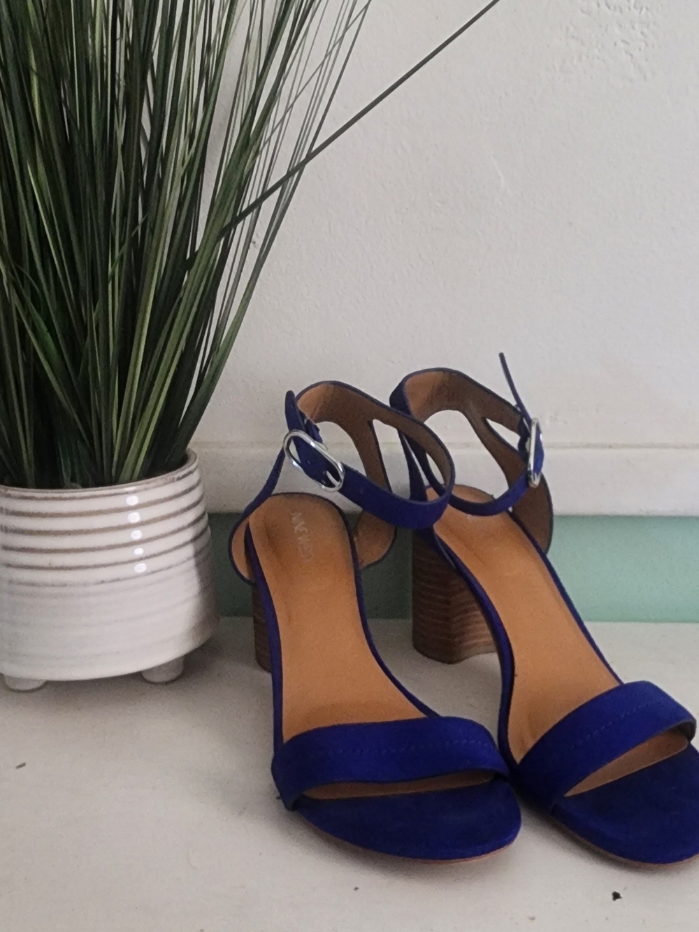 Nine West Cobalt Blue Ankle-Strap Block Heel Sandals